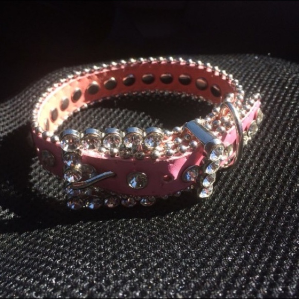 NWOT  Designer Pink Blinged-Out Dog Collar